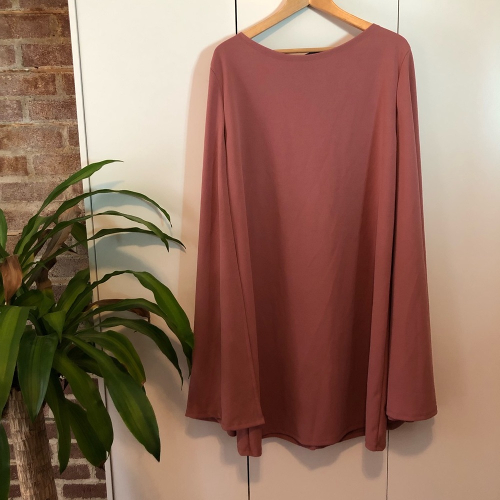 Pink Cape Dress - Mid-Length Sleeveless